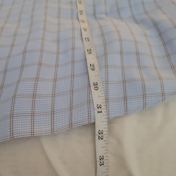 Ermenegildo Zegna Shirt Mens 17.5 44 Blue Check Plaid Regular Fit Office Career - Picture 9 of 13